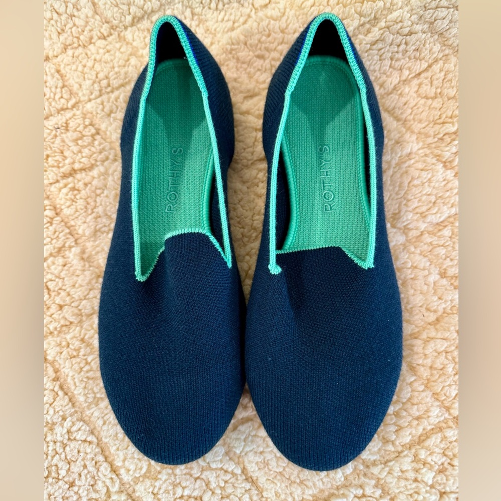 Rothy's The Loafer in Navy and Green Wool